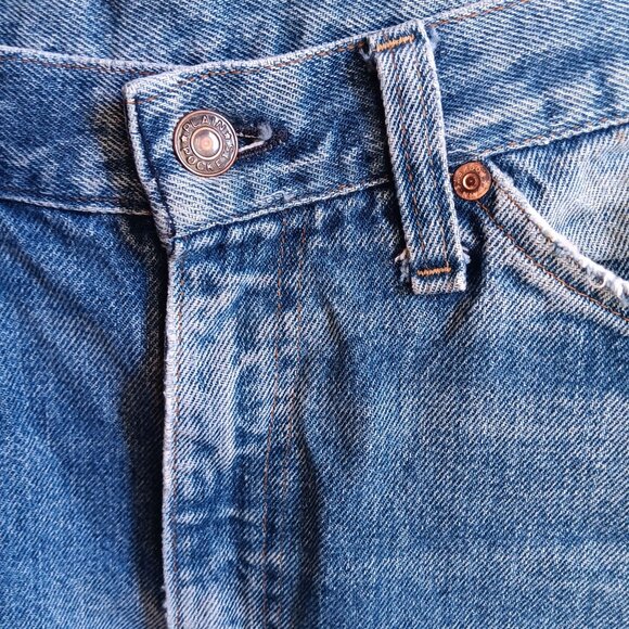 Vintage Mens Jeans 35x28 80s JC PENNEY PLAIN POCKETS CLASSIC Flare FLARE Jeans - Picture 6 of 8